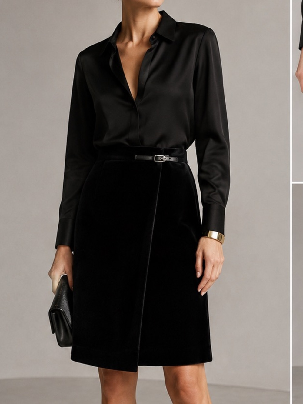 Giorgio Armani Skirt Black Velvet Wrap A-Line 
Luxury Old Money Classic 12 NWT